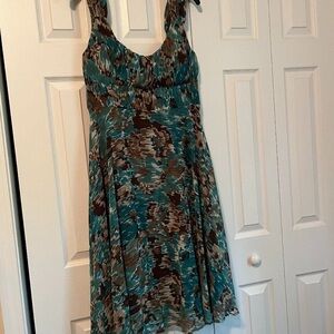Stylish Teal and Brown Mini Dress